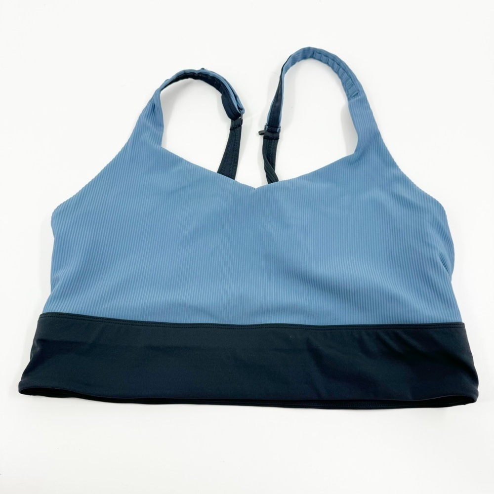 ✅ ZYIA BLUE/GREY RIBBED SPORTS RACERBACK BRA‎ SIZE 3XL